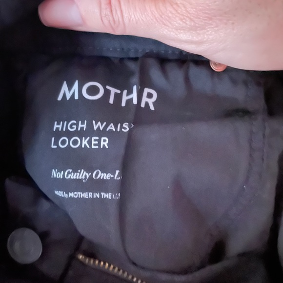 MOTHER The High Waisted Looker Jeans, 25 BLACK w/ glitter piping - Picture 5 of 8